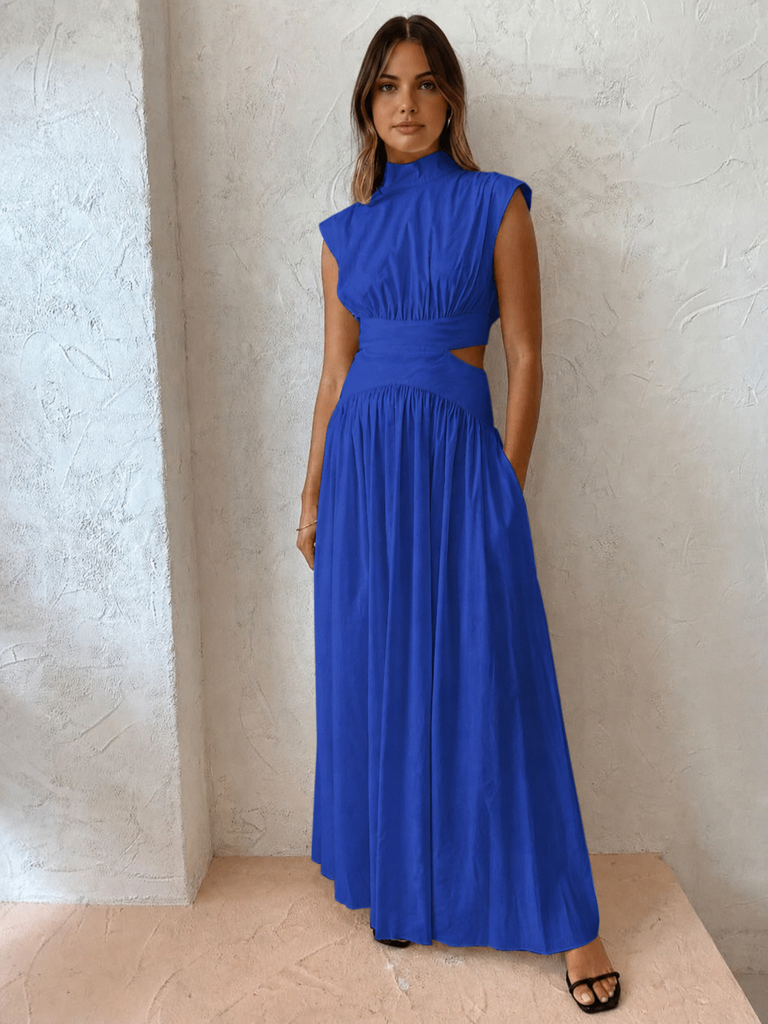 Cristina | Vestido Largo de Novia Civil Cut Out Mujer Cuello Alto