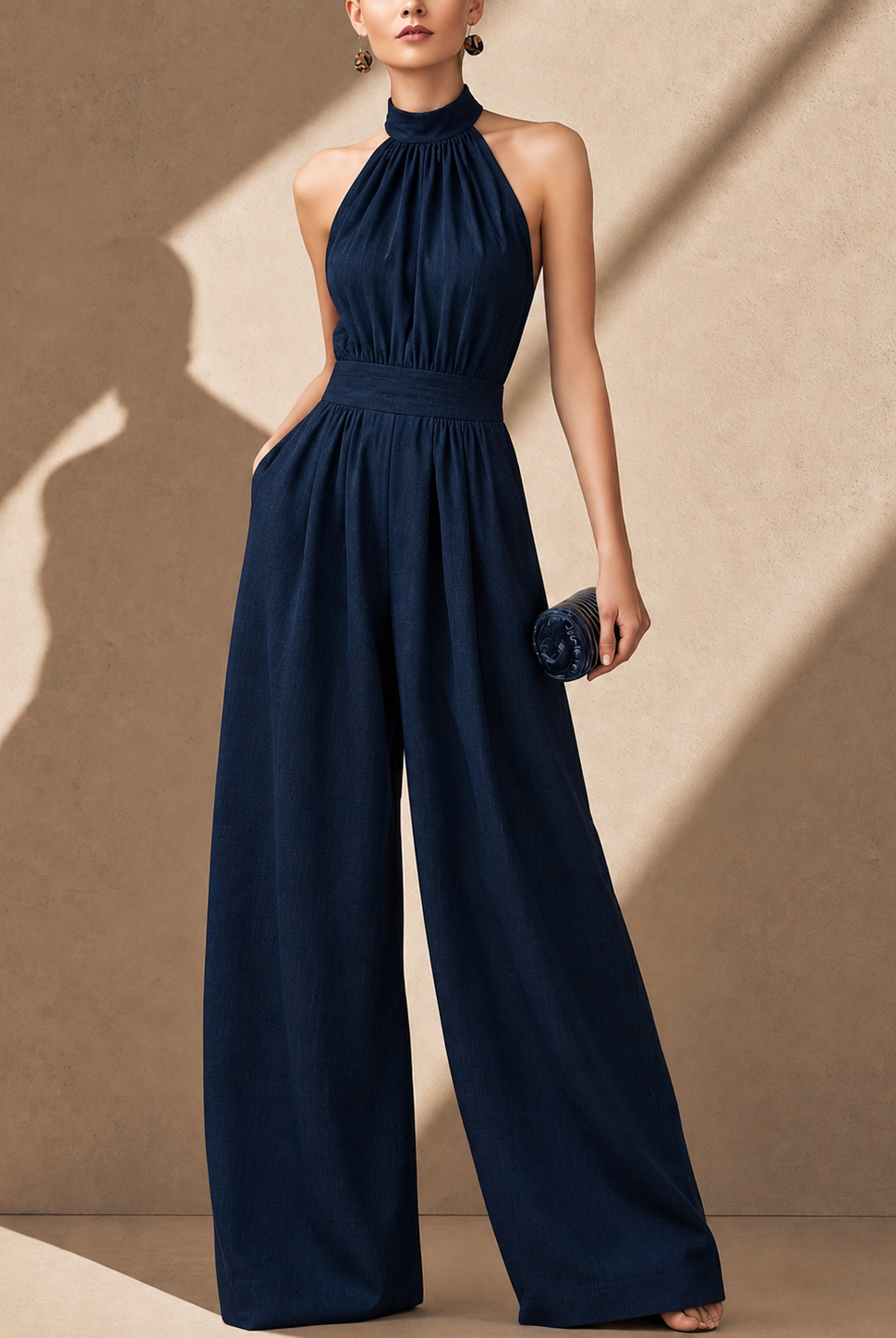 Montserrat | Conjunto Palazzo de Lino y Blusa Halter Mujer Estampado