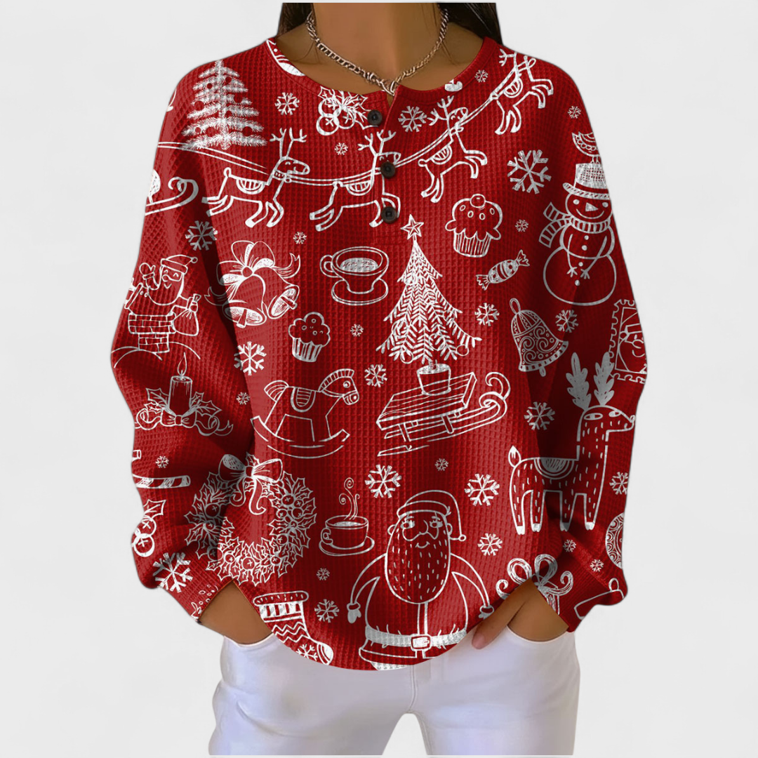 Abril | Sudadera Sin Capucha Mujer Estampado Navideño Manga Larga