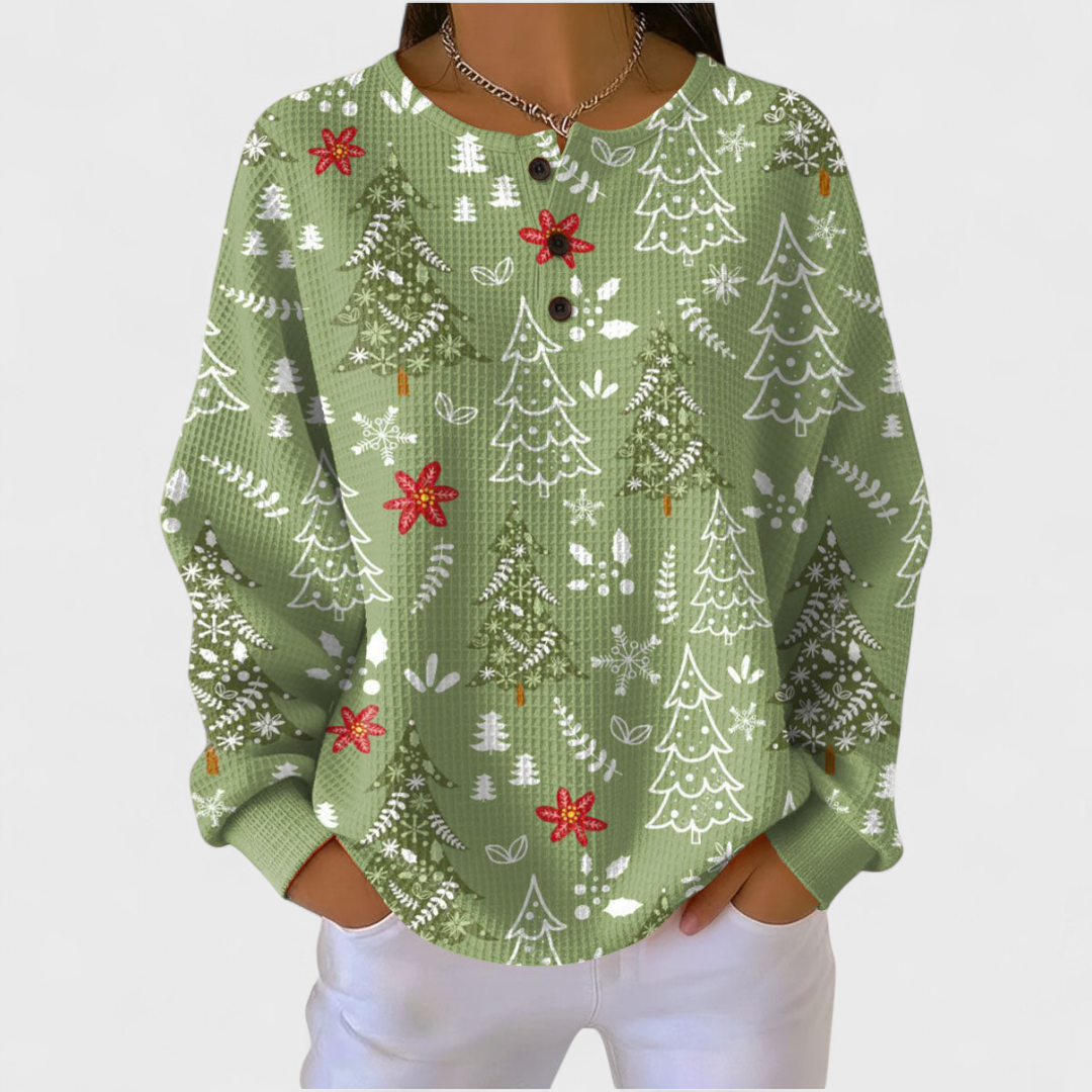 Abril | Sudadera Sin Capucha Mujer Estampado Navideño Manga Larga
