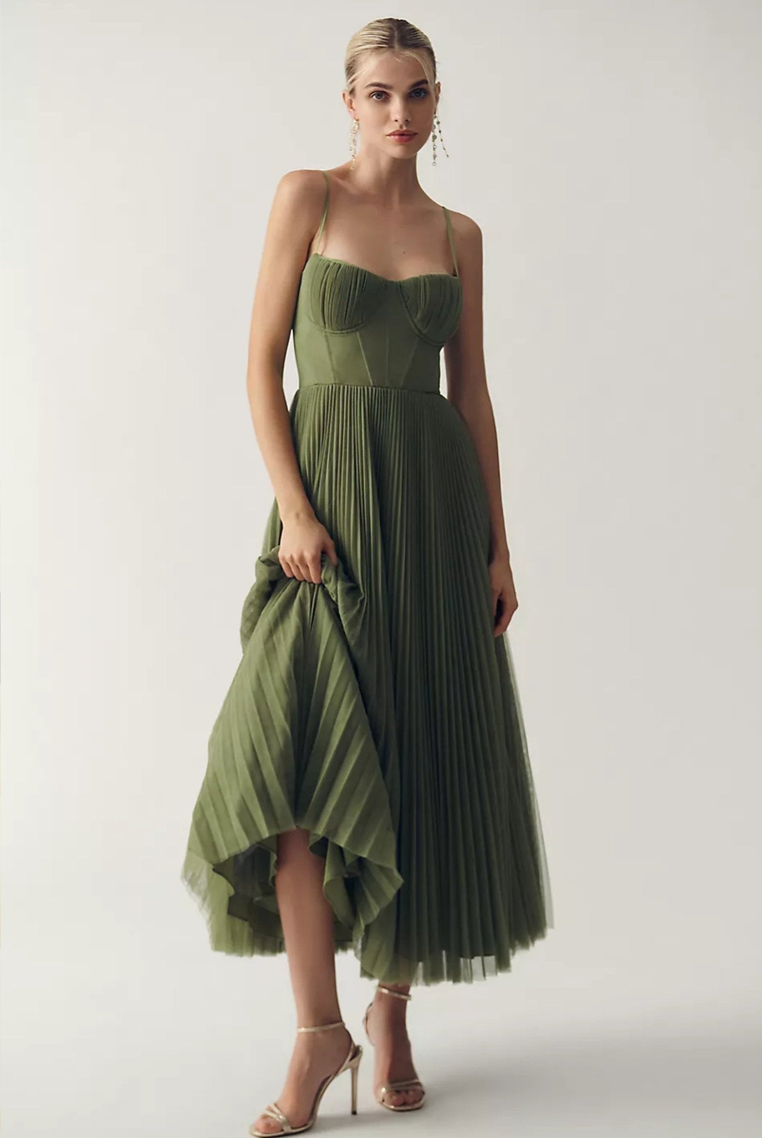 Abril | Vestido de Graduación Mujer Corsé Plisado Tirantes