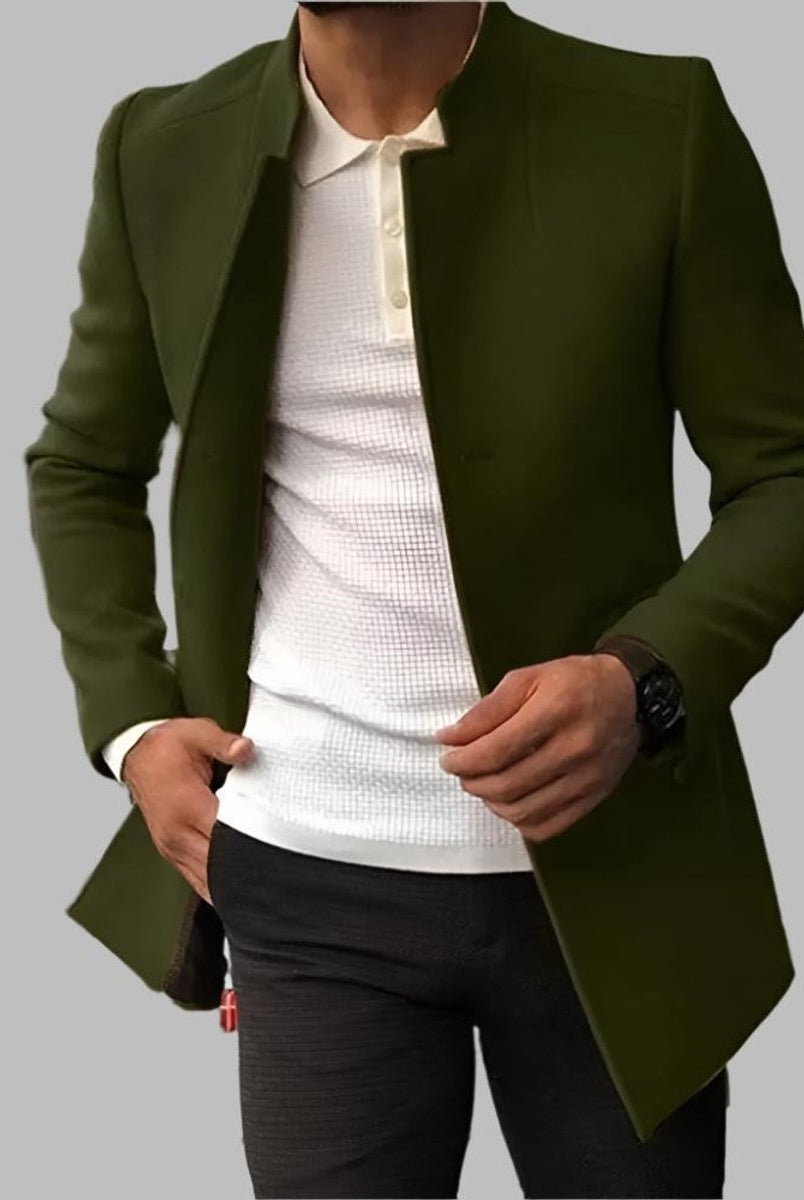 Adrián | Abrigo de Lana Slim Fit Hombre Cuello Mao