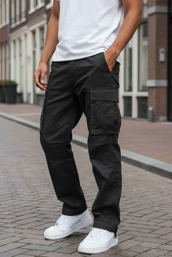 Adrián | Cargo Pants Hombre Bolsillos Laterales Corte Recto