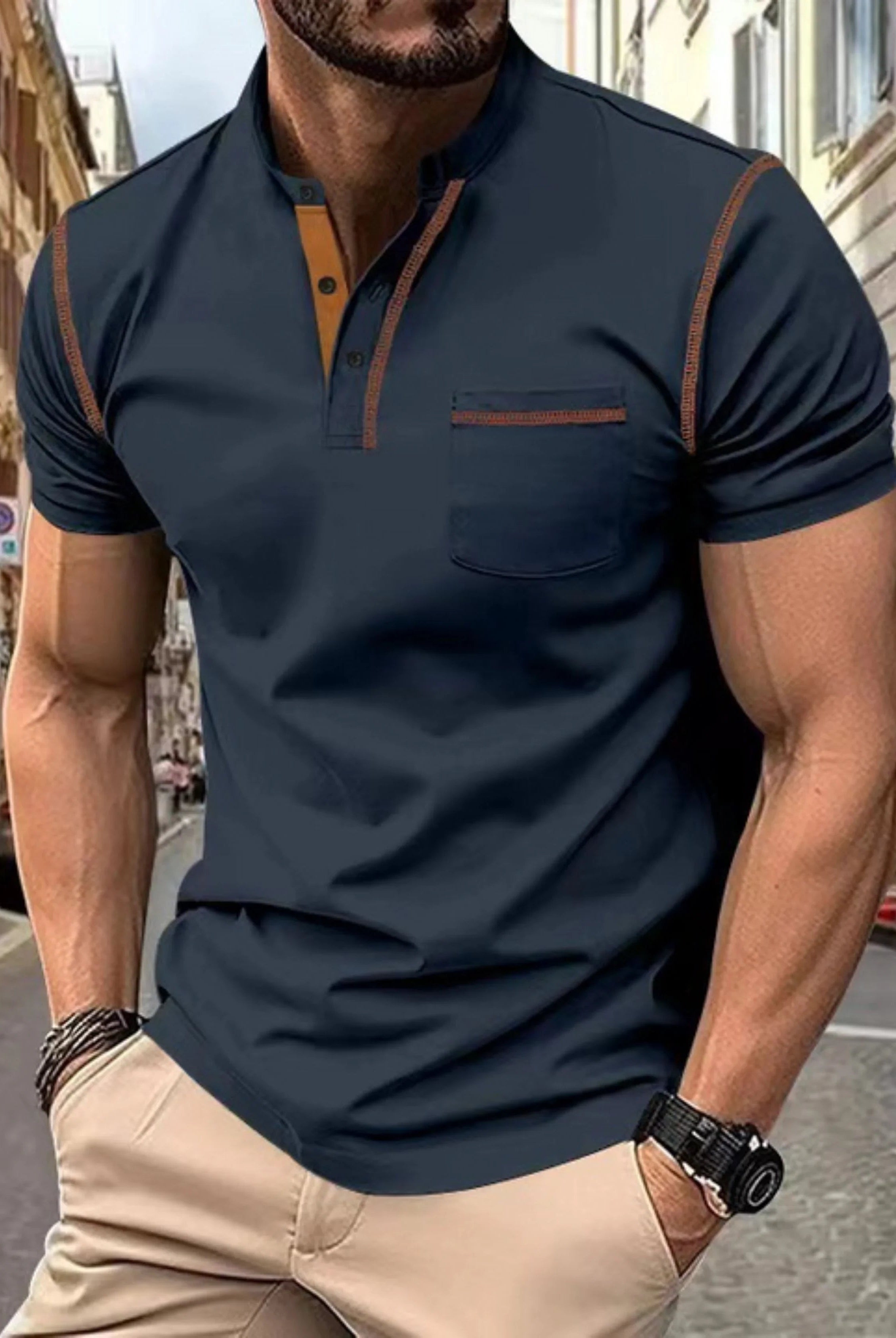 Adrián | Polo de Manga Corta con Detalles Contraste Hombre