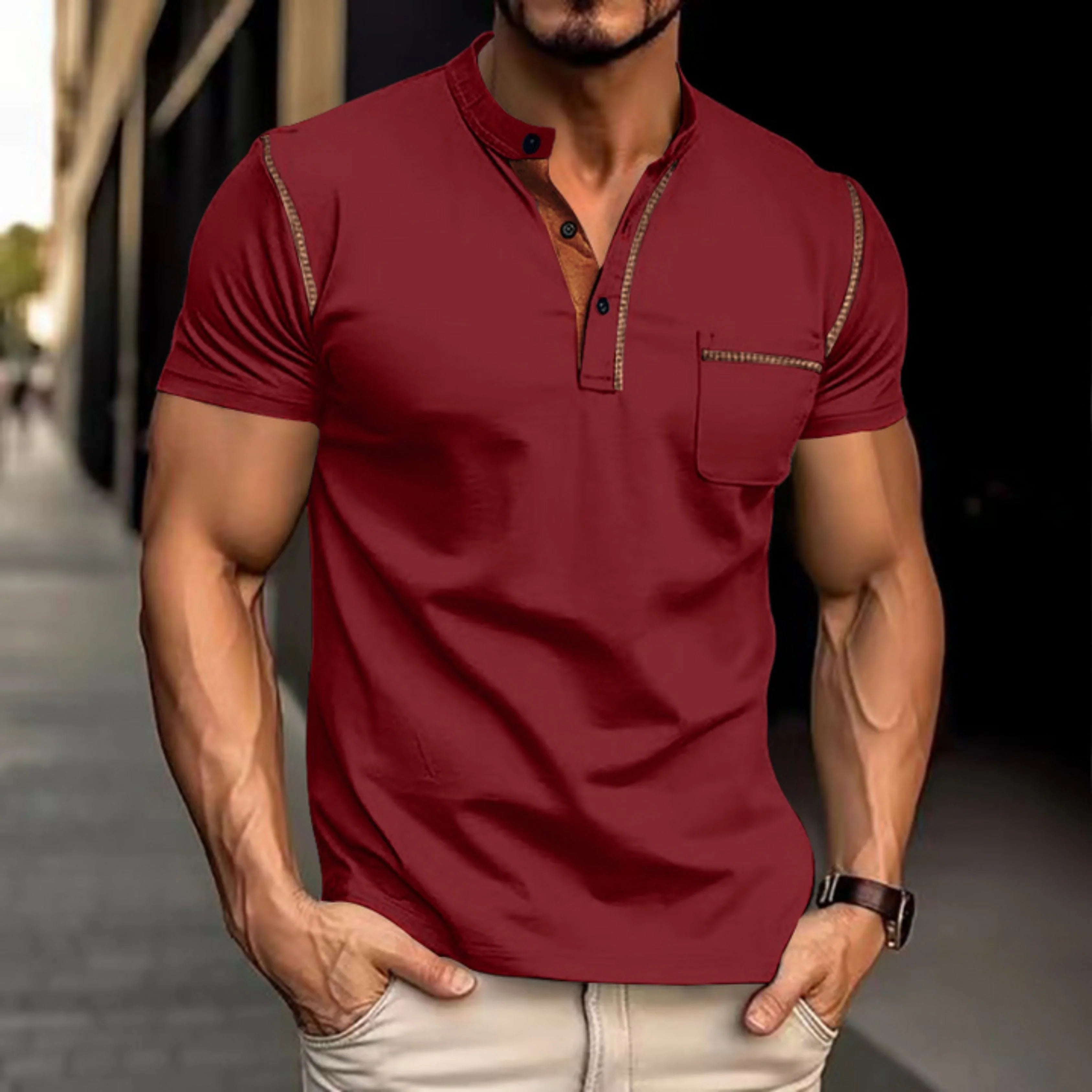 Adrián | Polo de Manga Corta con Detalles Contraste Hombre