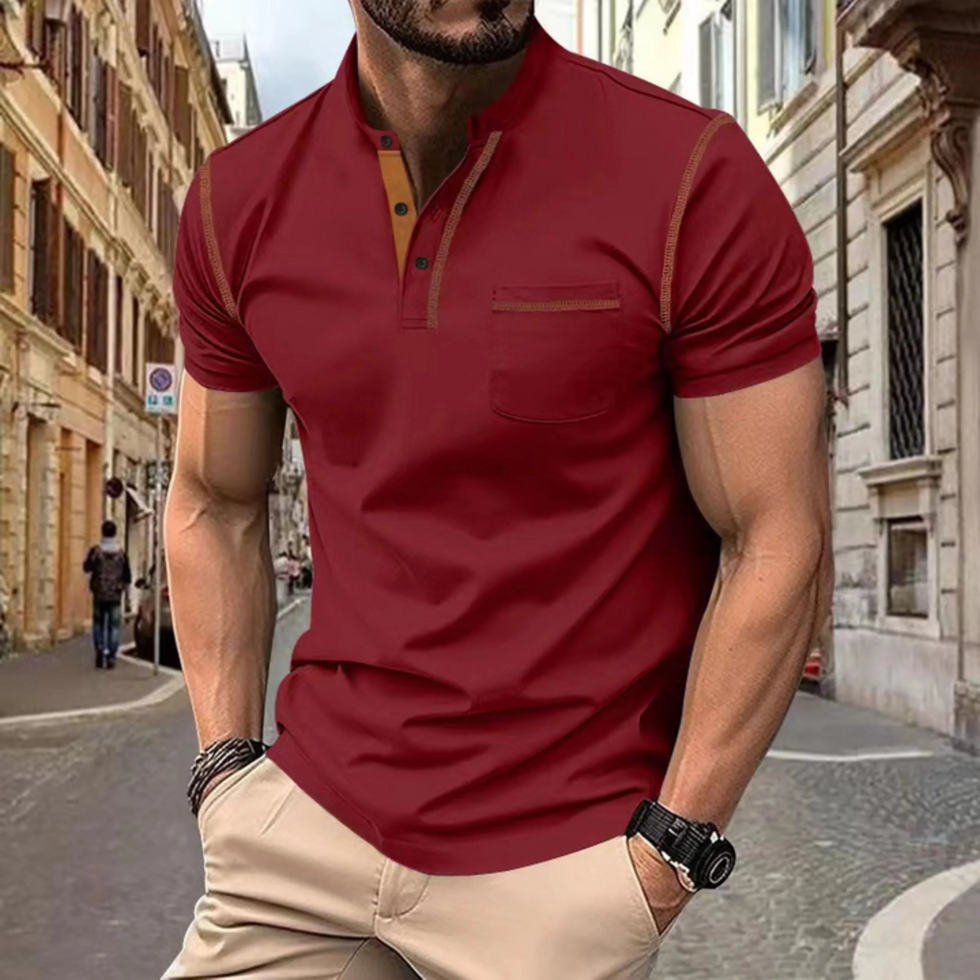 Adrián | Polo de Manga Corta con Detalles Contraste Hombre