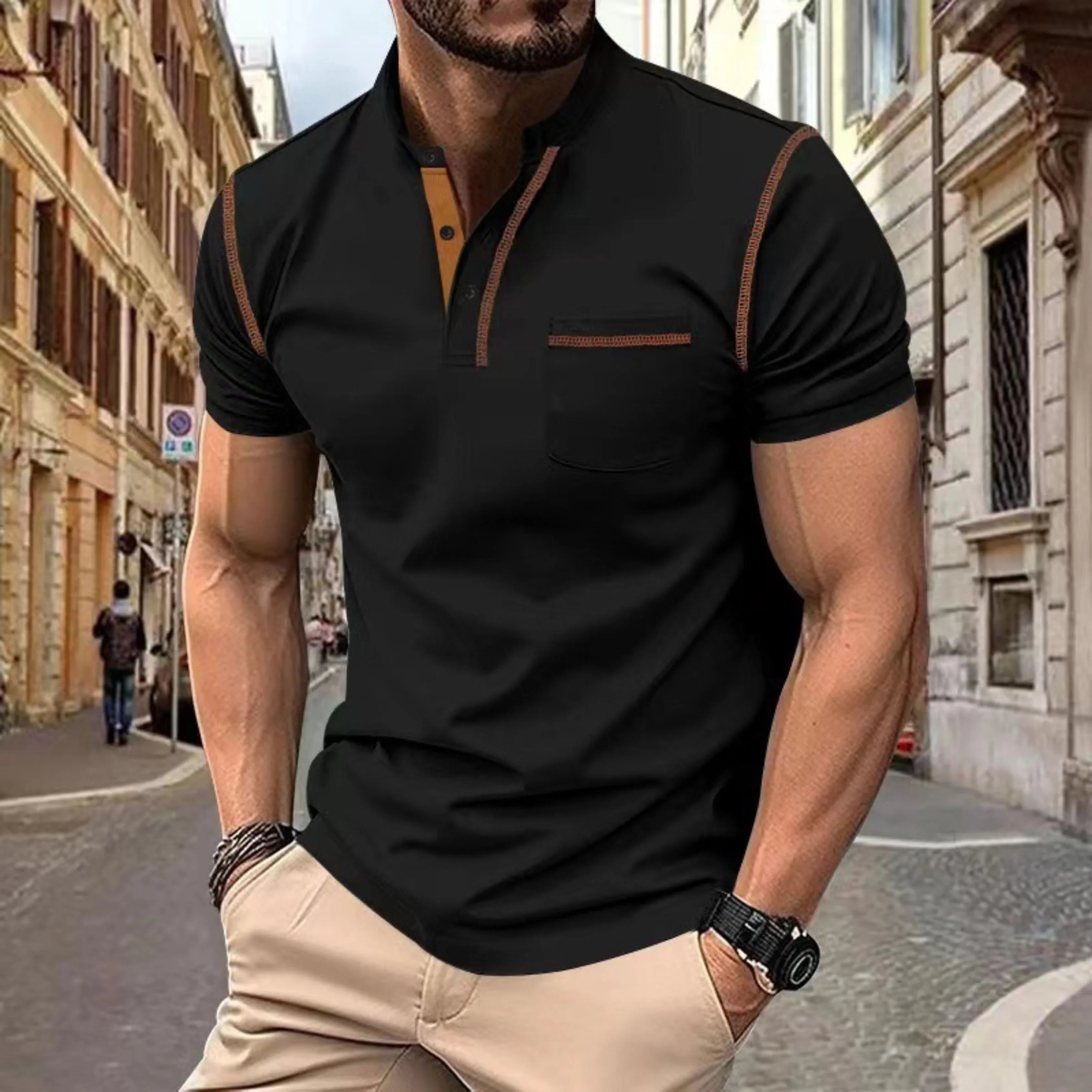 Adrián | Polo de Manga Corta con Detalles Contraste Hombre