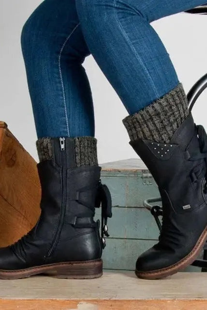 Adriana | Botas de Invierno Militares Mujer Media Caña Cordones