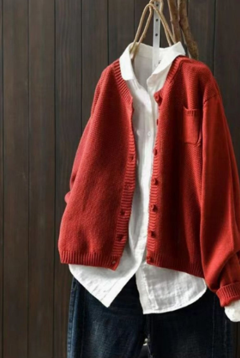 Adriana | Cárdigan de Punto Oversize Mujer Botones Bolsillo