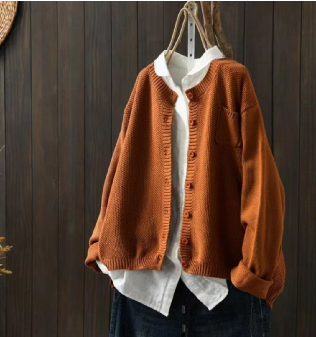Adriana | Cárdigan de Punto Oversize Mujer Botones Bolsillo