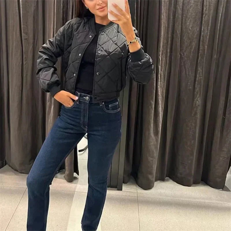 Aitana | Chaqueta Bomber Acolchada Mujer Cuello Redondo