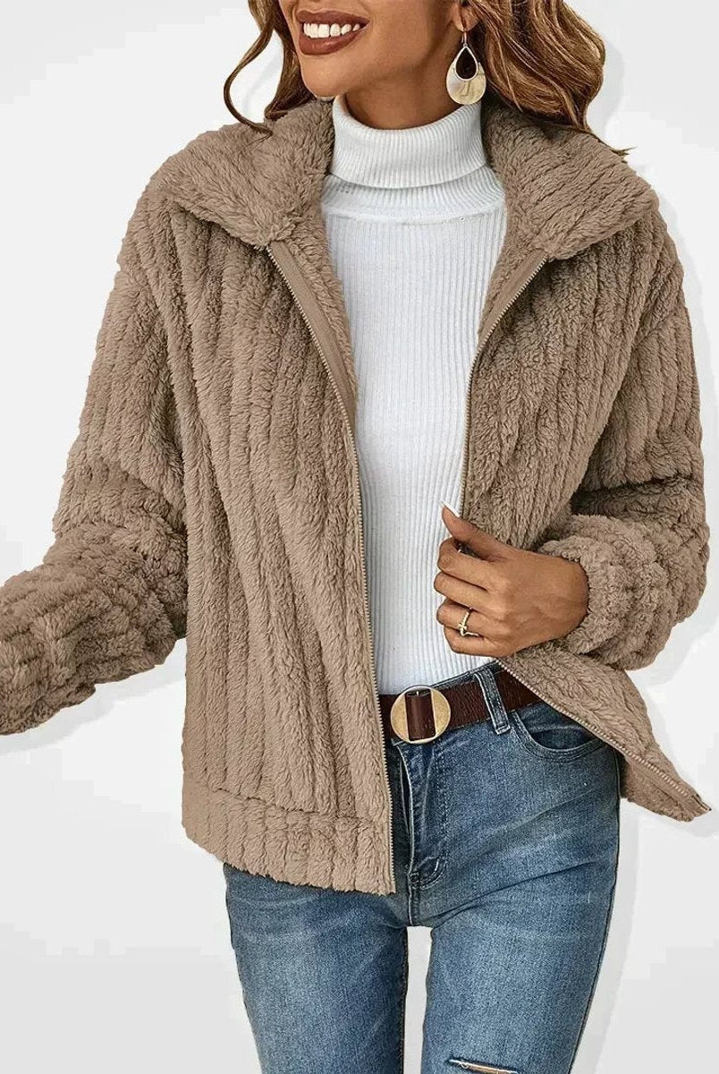 Aitana | Chaqueta de Forro Polar Mujer Cremallera Cuello Solapa