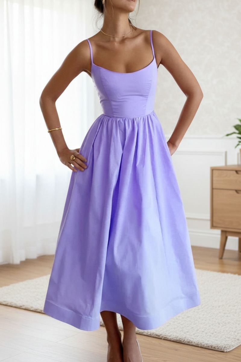 Aitana | Vestido de Novia Sencillo Midi Mujer Tirantes Escote Redondo