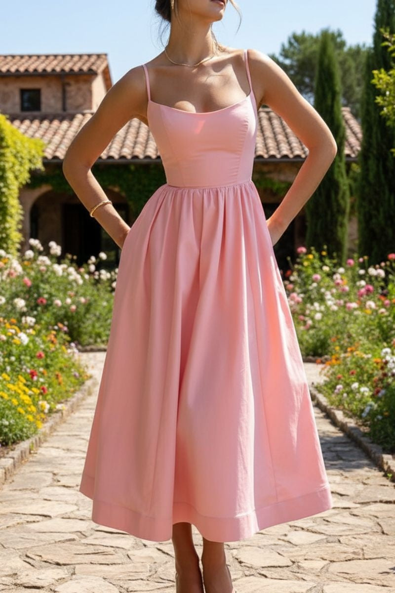 Aitana | Vestido de Novia Sencillo Midi Mujer Tirantes Escote Redondo