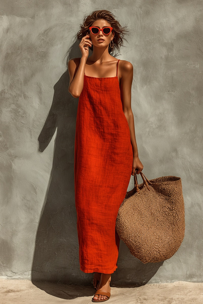 Aitana | Vestido Largo Casual Tirantes Mujer Escote Cuadrado