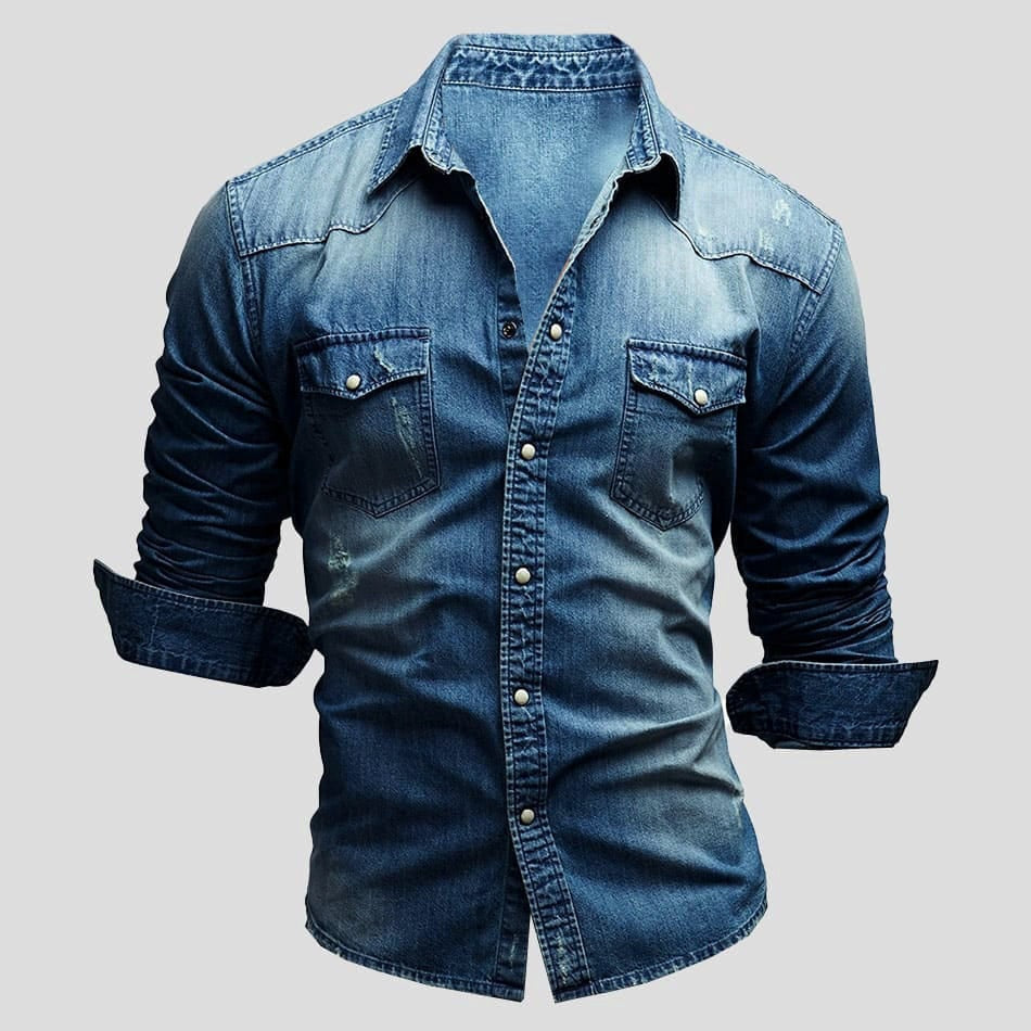 Aitor | Camisa Vaquera de Manga Larga Hombre Bolsillos Pecho