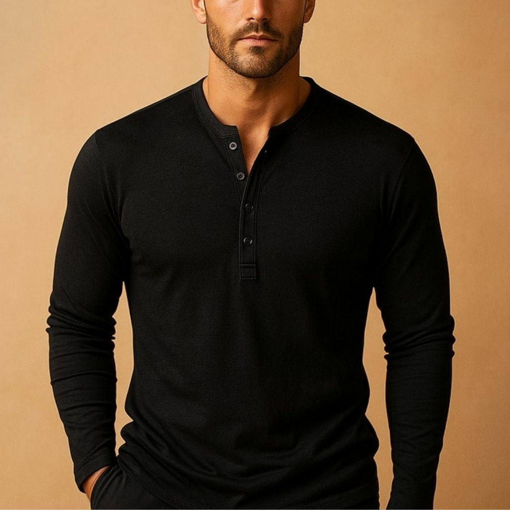 Aitor | Camiseta Henley de Manga Larga Hombre Slim Fit