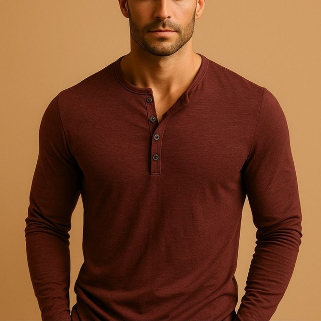Aitor | Camiseta Henley de Manga Larga Hombre Slim Fit