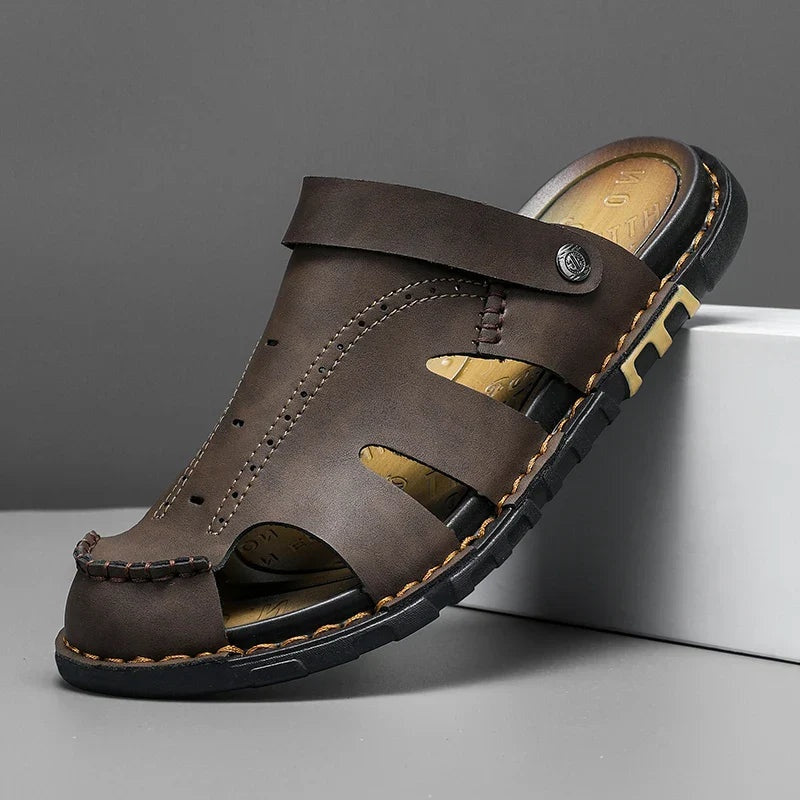 Aitor | Mules de Cuero Cerrado Hombre Costura Artesanal