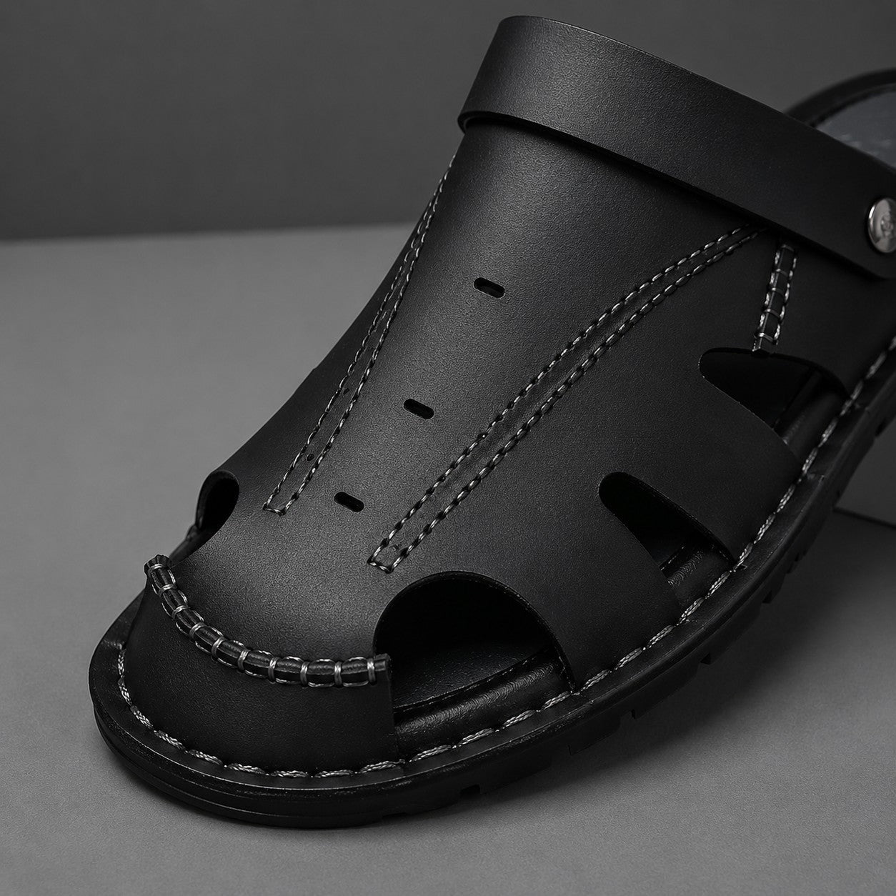 Aitor | Mules de Cuero Cerrado Hombre Costura Artesanal