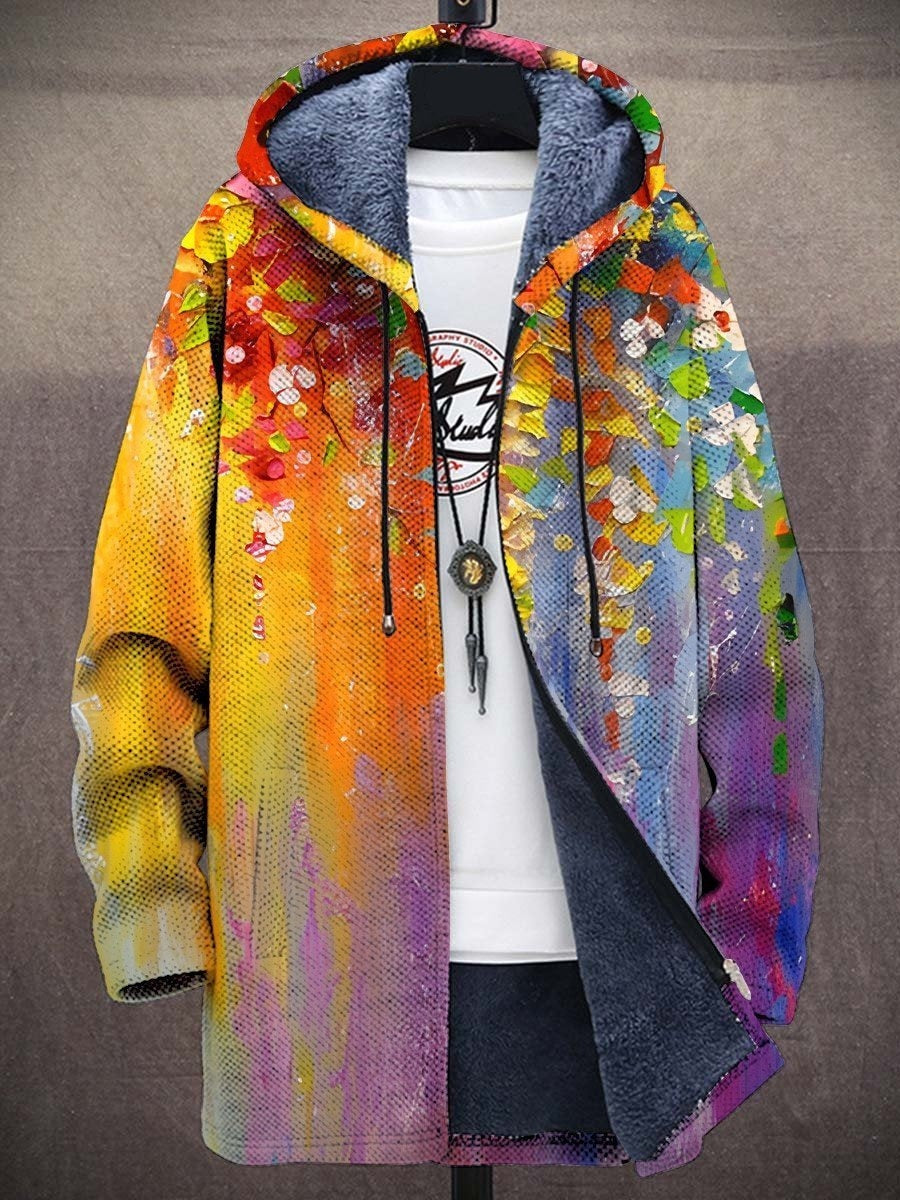 Aitor | Zip Hoodie Estampado Artístico Hombre Forro Felpa Cremallera