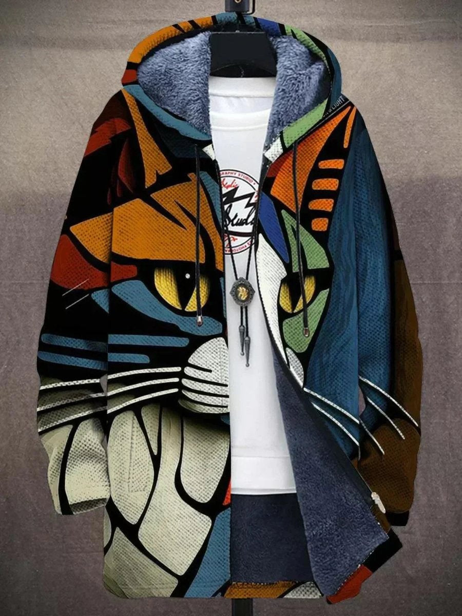 Aitor | Zip Hoodie Estampado Artístico Hombre Forro Felpa Cremallera