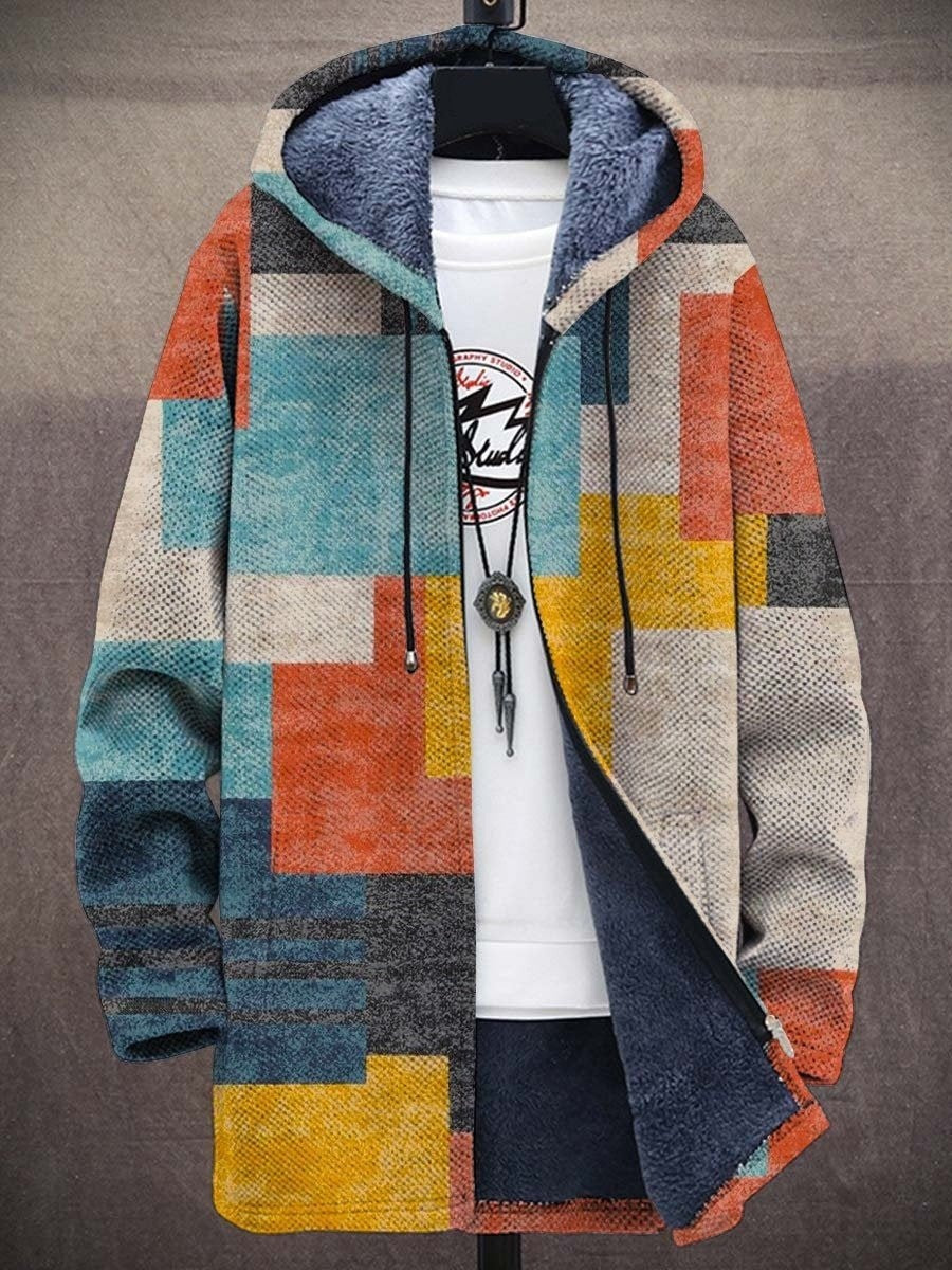 Aitor | Zip Hoodie Estampado Artístico Hombre Forro Felpa Cremallera