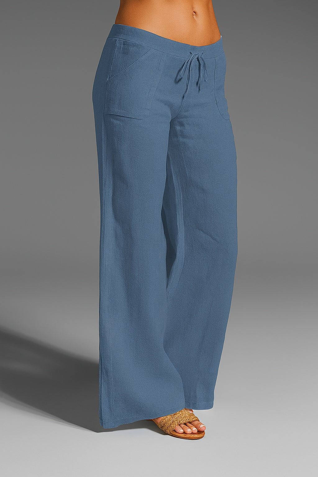 Alba | Pantalón de Lino Palazzo Mujer Cintura Elástica