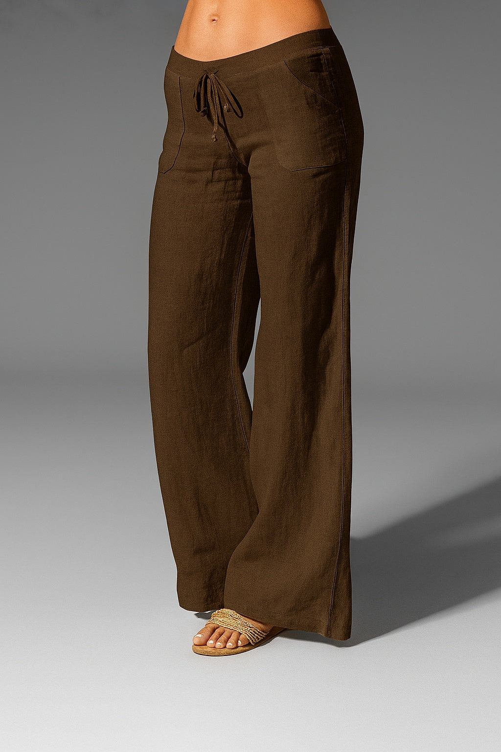 Alba | Pantalón de Lino Palazzo Mujer Cintura Elástica