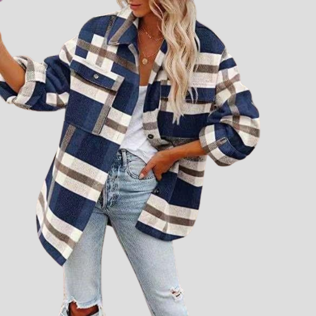 Alma | Camisa de Cuadros Oversize Mujer Manga Larga Bolsillos
