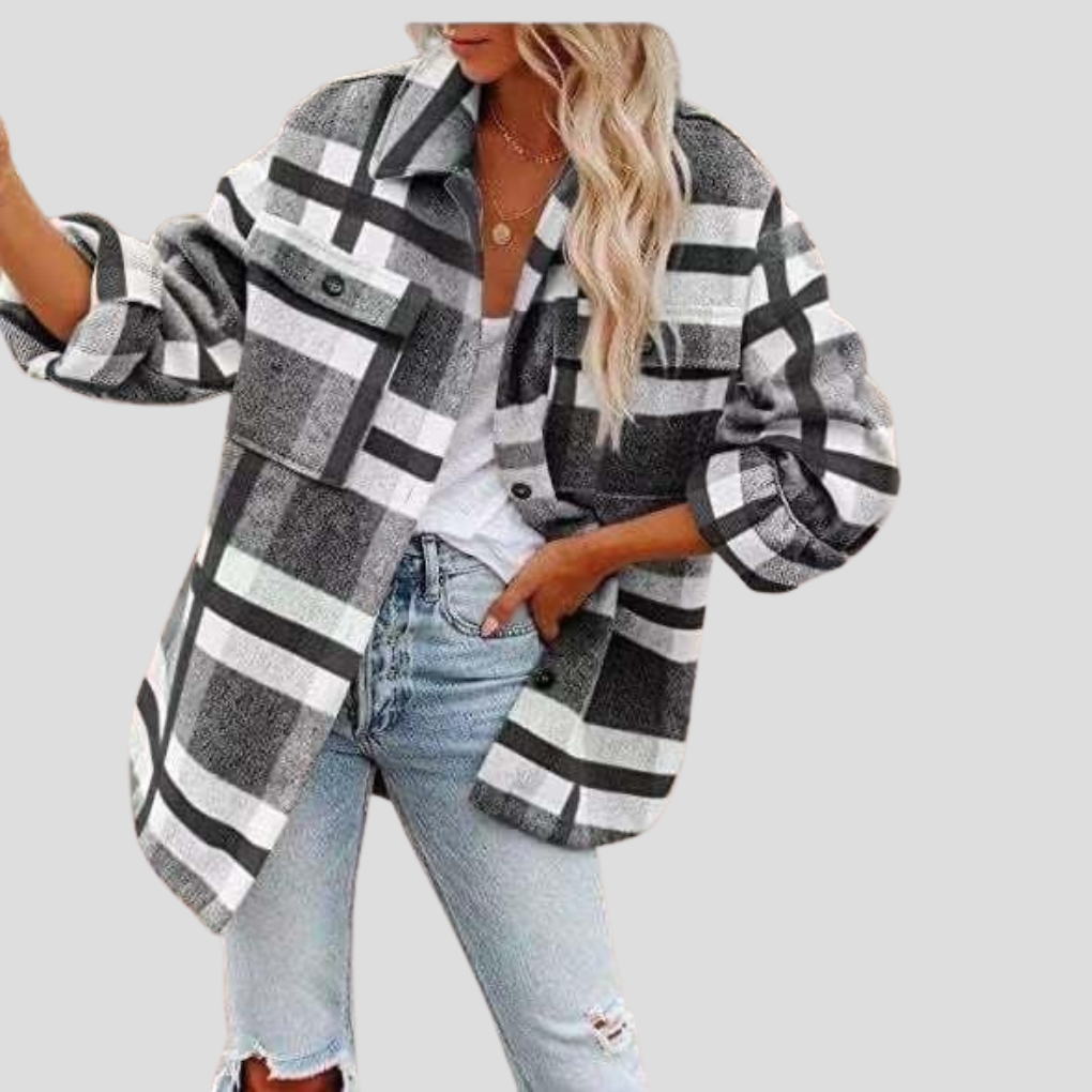 Alma | Camisa de Cuadros Oversize Mujer Manga Larga Bolsillos