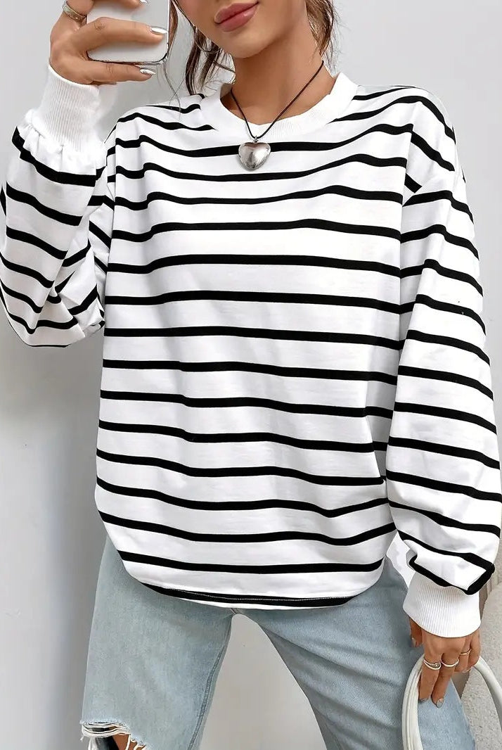 Alma | Sudadera Oversize a Rayas Mujer Sin Capucha