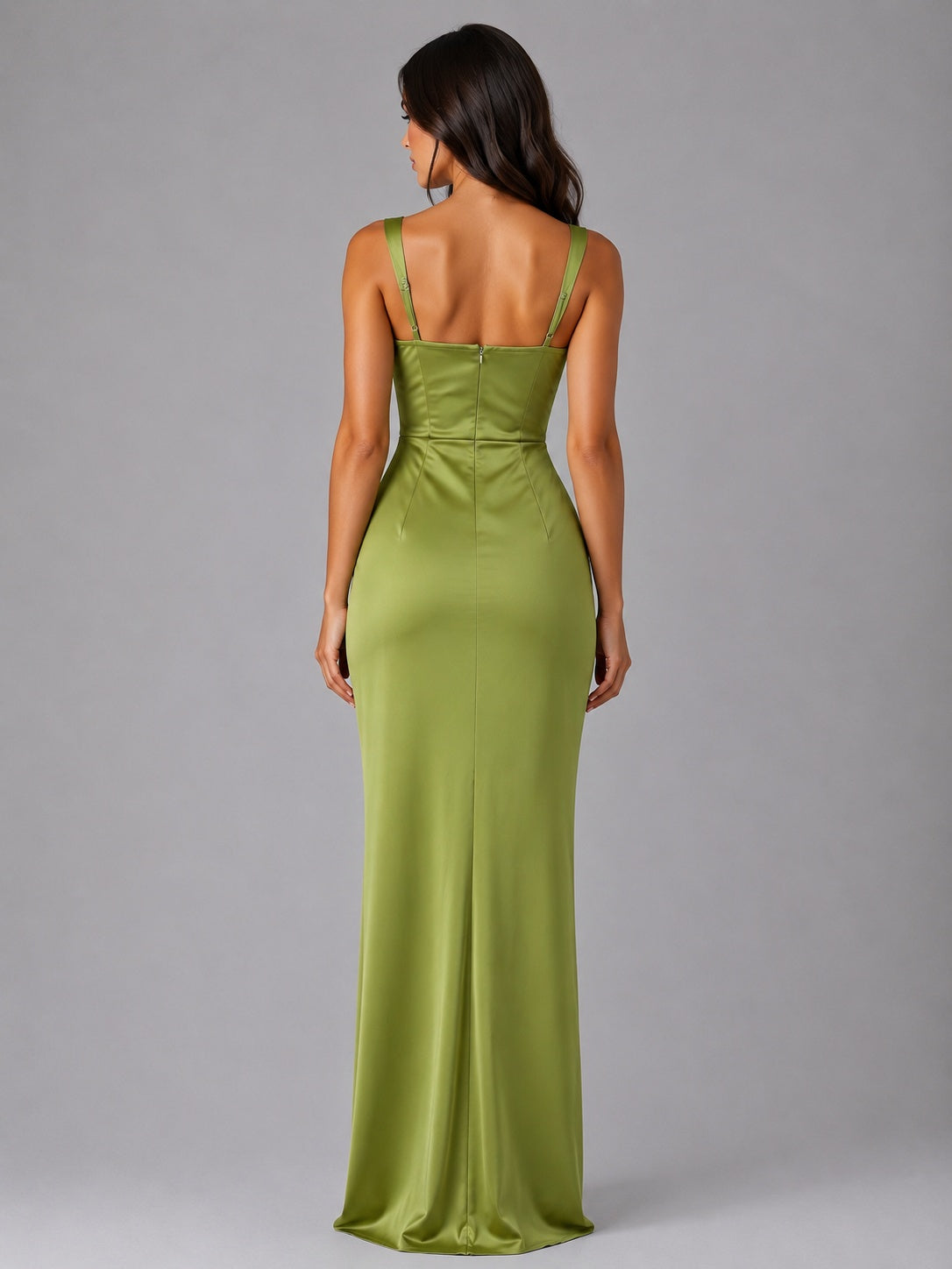 Alma | Vestido Largo de Dama de Honor Mujer Drapeado Escote Cuadrado