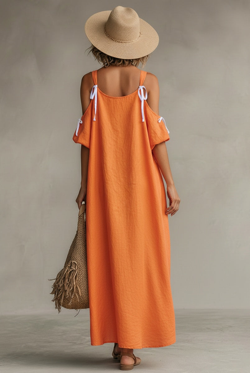 Alma | Vestido Largo Hombros Descubiertos Mujer Tirantes Lazo