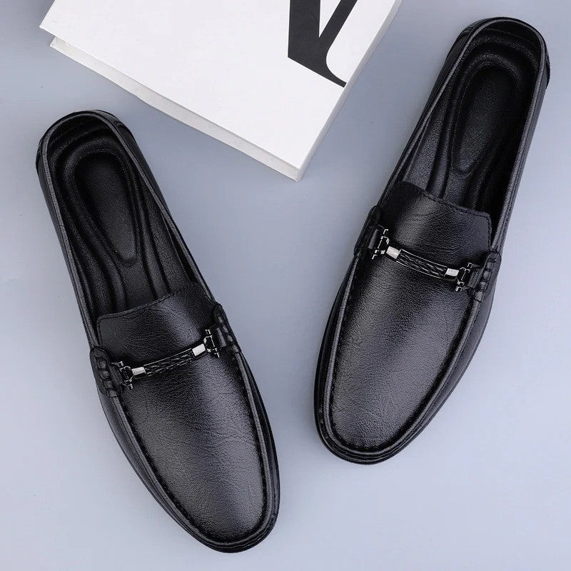 Álvaro | Mocasines de Cuero Hombre Hebilla Metálica