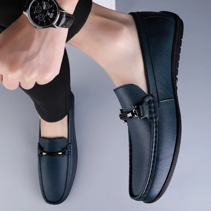 Álvaro | Mocasines de Cuero Hombre Hebilla Metálica