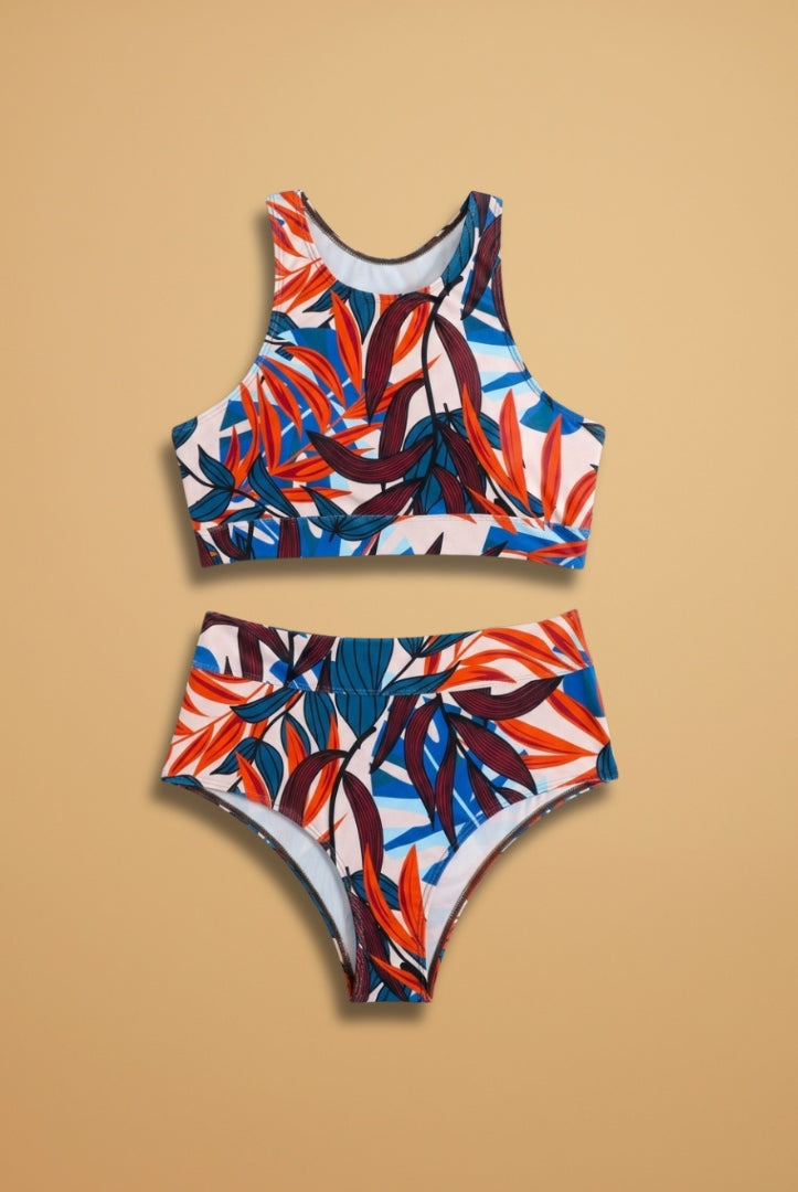 Amaia | Bikini Deportivo Cintura Alta Mujer Estampado Tropical