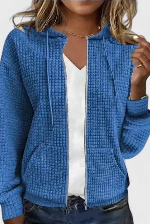 Amparo | Jersey de Punto con Capucha y Cremallera Mujer Textura Waffle