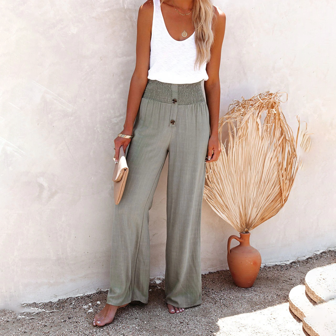 Amparo | Pantalón Palazzo de Cintura Alta Mujer Pierna Ancha