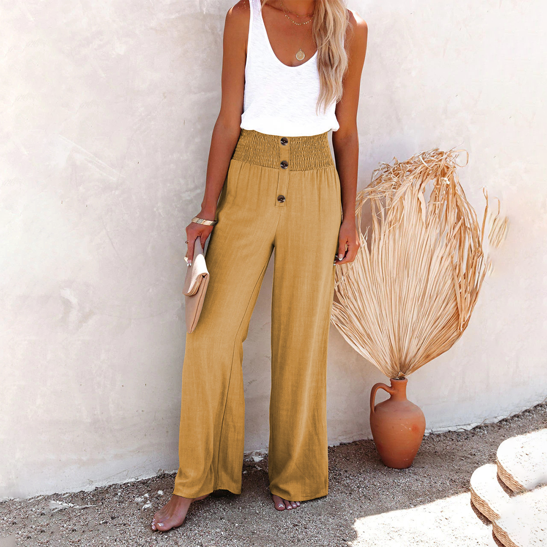 Amparo | Pantalón Palazzo de Cintura Alta Mujer Pierna Ancha