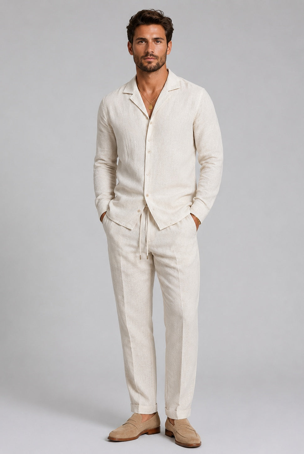 Andrés | Conjunto de Lino Hombre Camisa y Pantalón de Lino Hombre