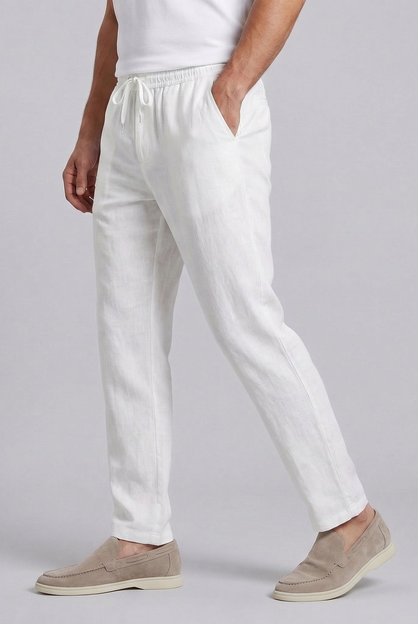 Andrés | Pantalón de Lino con Cordón Hombre Corte Recto
