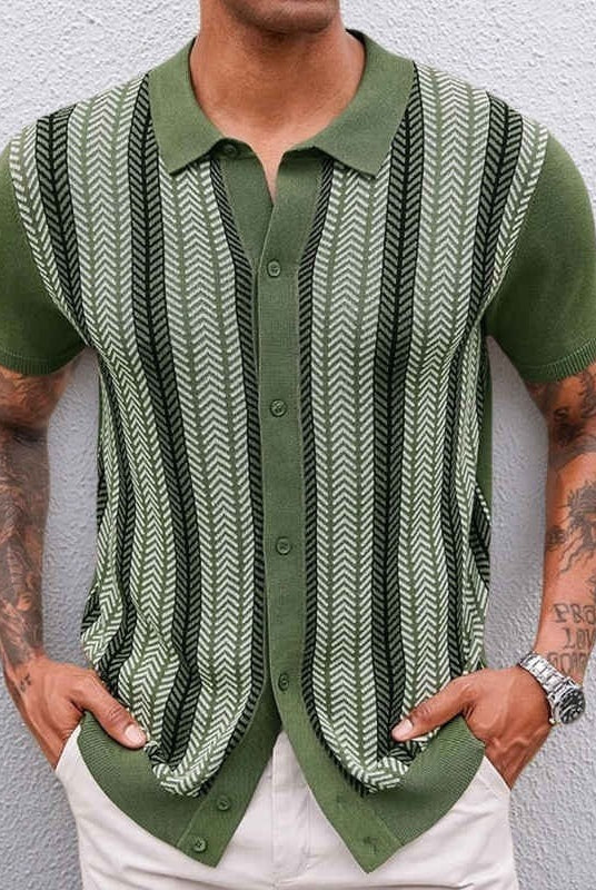 Andrés | Polo de Punto Estampado Hombre Botones Completo