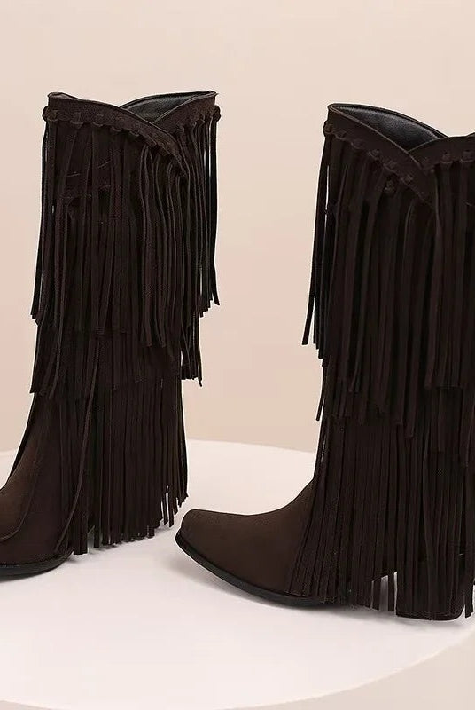 Ariadna | Botas Camperas Mujer Caña Alta con Flecos