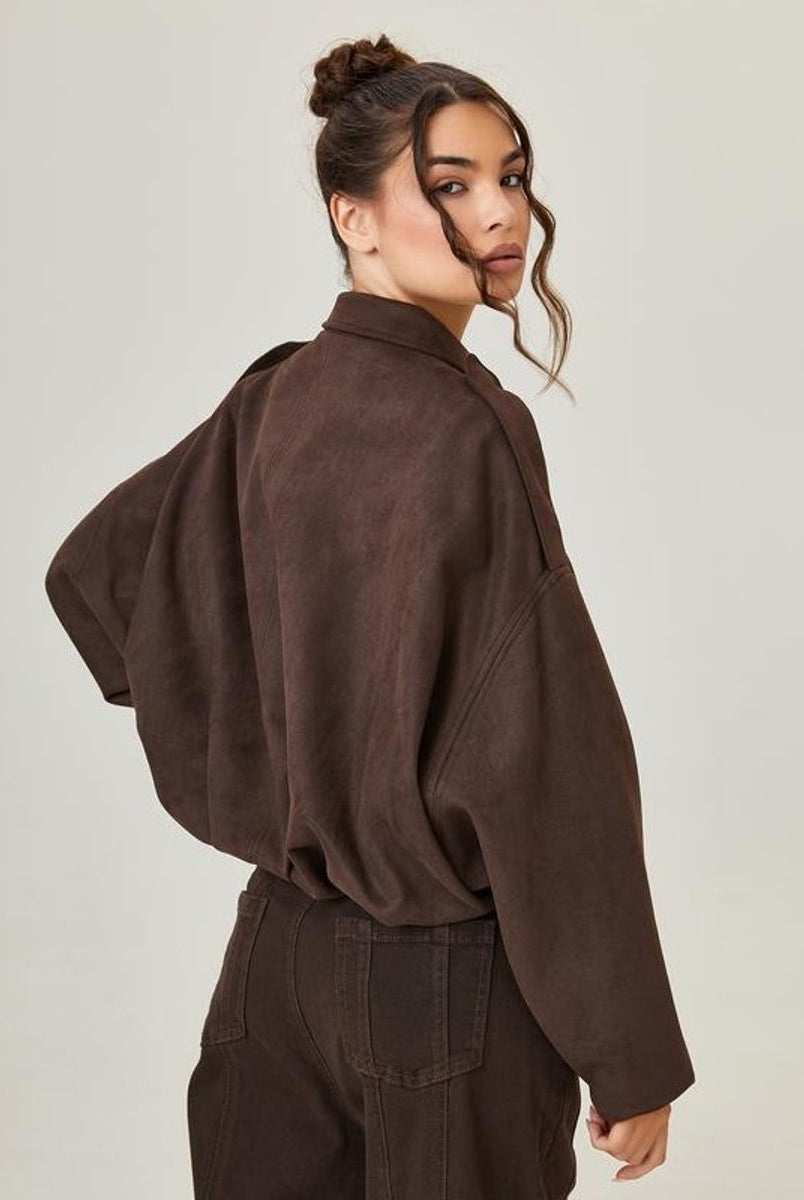 Ariadna | Chaqueta de Ante Mujer Oversize Bomber Manga Larga