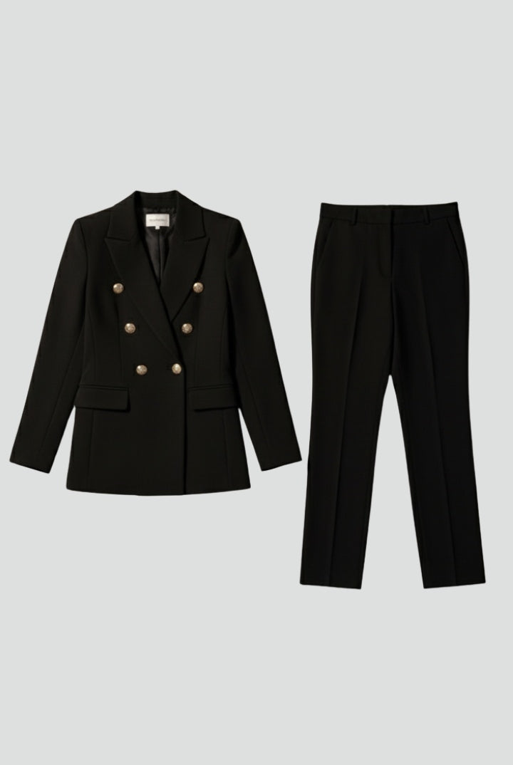 Ariadna | Conjunto de Blazer Cruzado con Botones Mujer Pantalón Ajustado