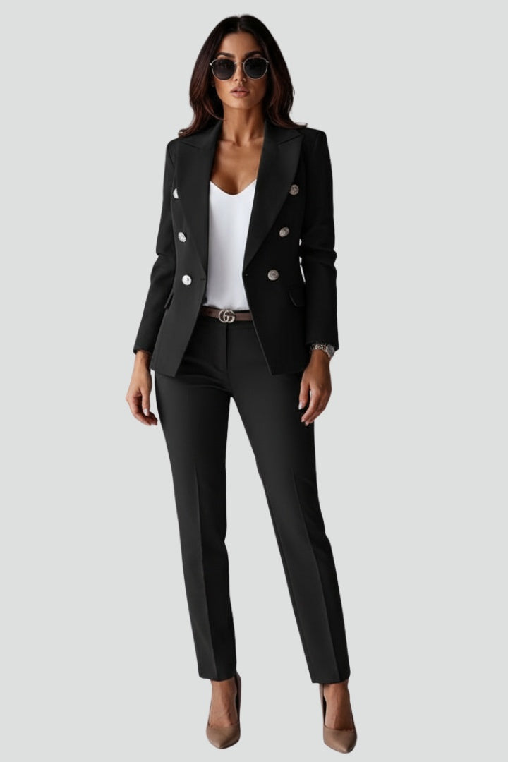 Ariadna | Conjunto de Blazer Cruzado con Botones Mujer Pantalón Ajustado