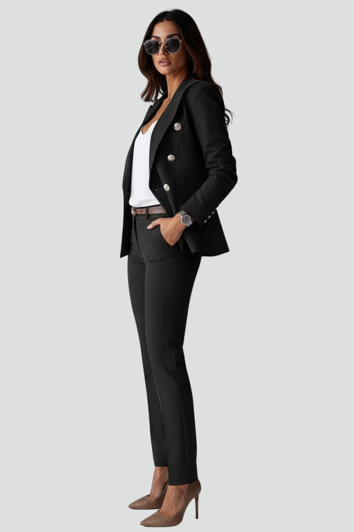 Ariadna | Conjunto de Blazer Cruzado con Botones Mujer Pantalón Ajustado