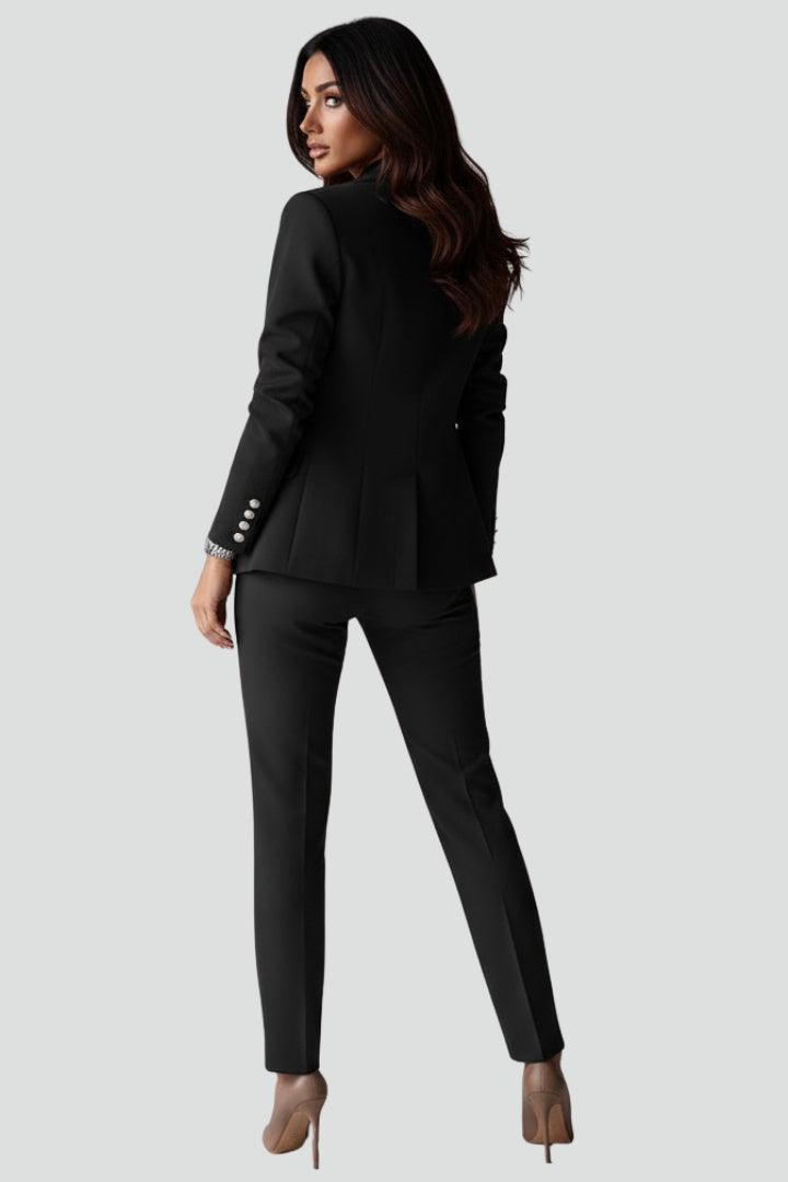 Ariadna | Conjunto de Blazer Cruzado con Botones Mujer Pantalón Ajustado