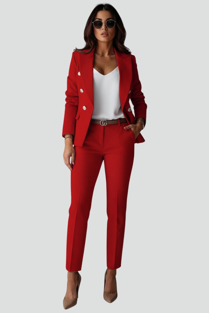 Ariadna | Conjunto de Blazer Cruzado con Botones Mujer Pantalón Ajustado